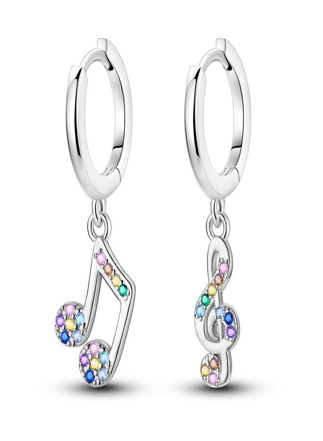 NARMO Earrings for Women 925 Sterling Silver Musical Note Earrings Fancy Dangle Drop Hoop Earrings - Image 1